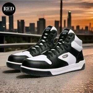 Keen Utility Overton Mid CT Star White Black Leather Work Boots - Men's Size 10